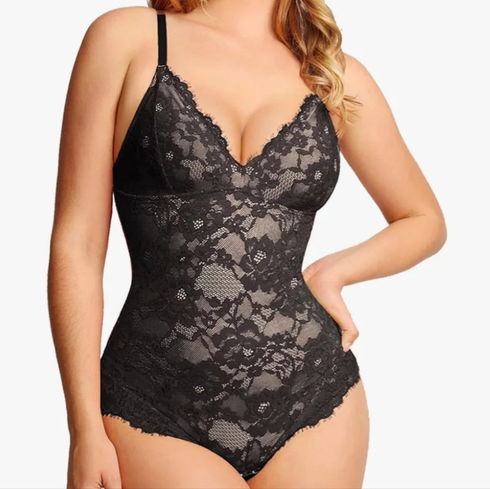 Popilush Firm Control Smoothing Full Lace Thong Shapewear Bodysuit